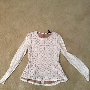 BCBG white lace long sleeved